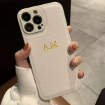 Personalized Gold-embossed Name Luxury Leather Phone Case