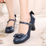 Bowknot single shoes with round head