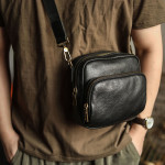 Original Cowhide Men's Single Shoulder Crossbody Bag