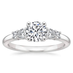 1.0 Carat Round Moissanite Engagement Rings in Sterling Silver