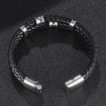 Leather Rope Stainless Steel Leather Braided Bracelet Genuine Leather Multilayer Jewelry Men's