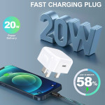 For 14 13 12 11 Pro Mini XR XS MAX Fast Charging USB-C PD Plug Charger Cable