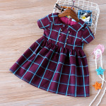 Girls' Little Girl Doll Collar Casual Plaid Short Sleeve Dress