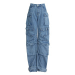 Cargo Jeans Spice Girl Style Loose Multi-pocket Floor Mop Pants Wide Leg Pants