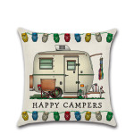 New Cartoon Camper RV Dining Car Series Linen Pillow Case