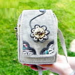 New Flower Woven Canvas Mobile Phone Bag