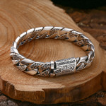 925 Sterling Silver Bracelet Tangcao Pattern Cuban Men Thick Type