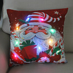 New Christmas Cushion Cover 45x45 Led Light Christmas Decorations For Home Santa Claus Printed Christmas Pillow Case