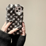 Women's Fashionable Plush Plaid Mobile Phone Case