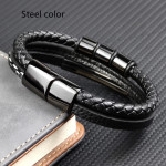 Punk Design Stainless Steel Leather Bracelet