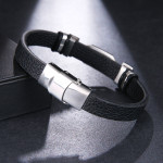 Stainless Steel Note Leather Bracelet