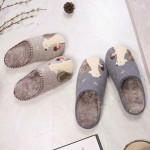 Cute Cartoon Squirrel Affixed Cloth Embroidered Slippers Indoor Non-slip Couple Platform Slippers