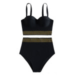 New Black Underwire Push Up High Waist Bikini