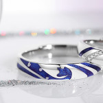 Couple Ring Sterling Silver Niche Design Enamel Opening Ring