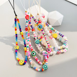 Bohemian Rainbow Polymer Clay Pearl Glass Beaded Phone Chain