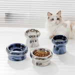 Electroplated Ceramic Cat Bowl Is Tip Proof