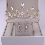 Korean Style Bridal Crown Earring Set