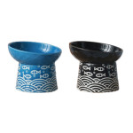 High Feet Neck Protector Japanese Style Small Fish Slanted Ceramic Bowl