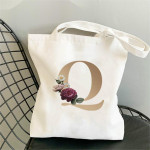 Monogram Flower Print Single Shoulder Canvas Bag