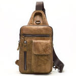 Men's Leather Chest Bag Vintage Top Layer Leather One-shoulder Crossbody Bag