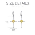 Sunflower Earrings Sterling Silver Cross Dangle Drop Hooks Earrings Sunflower Flower Jewelry Gifts for Women Teens Birthday