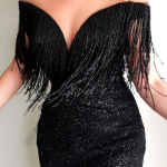 Explosion models sexy black sequins V-neck sleeveless slim dress long skirt