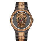 Skull Wooden Watch Quartz Scale Double Color