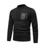 Men's Pasted Letter Embroidered Sweater Half High Neck