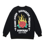 Loose Round Neck Flame Rose Print Plus Fleece Thickened Hoodie