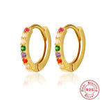 S925 Sterling Silver Colorful Crystals Ear Clip Simple