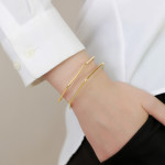 Stainless Steel C-shaped Opening Bracelet Gold Women's