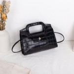 Serpentine Color Contrast Lock Chain Platinum Square Bag