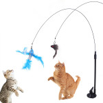 H Hot-selling Sucker Cat Teaser Adsorption Handheld Steel Wire Cat Teaser Multi-head Replaceable Cat Toy Pet Supplies