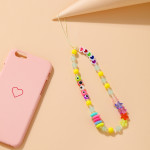 Bohemian Rainbow Polymer Clay Pearl Glass Beaded Phone Chain