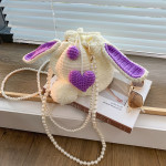 Strawberry Rabbit Crochet Wool Shoulder Bag