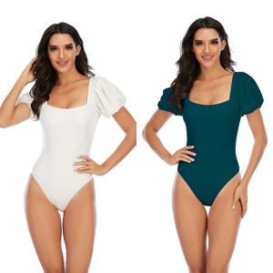 Women's One Piece With Puff Sleeve Swimsuit