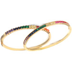 14K Gold Color Zircon Rainbow Bracelet Zircon Opening