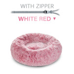 Fluffy Donut Dog Bed Warm Soft Long Plush Pet Cushion Dog House Cat Bed Washable Pet Sofa Mat Calming Samll Large Dog Beds