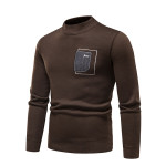 Men's Pasted Letter Embroidered Sweater Half High Neck