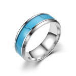 Men's And Women's Fashion Stainless Steel And Turquoise Rings