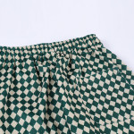 Elastic Waist Wide Leg Diamond Check Casual Pants