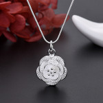 25 Silver Flower Mountain Camellia Pendant Necklace Ornament