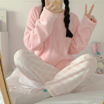 Coral Velvet Pajamas Women's Long-sleeved Trousers Flannel Homewear Suit