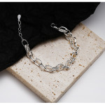 S925 Sterling Silver Hollow Thick Chain Street Style Bracelet