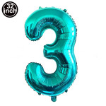 Thin Body 32-inch Blue Digital Decorative Aluminum Film Balloon