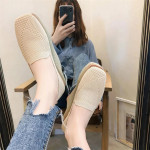 Square Toe Knit Woven Flat Foot Loafers