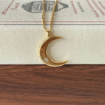 925 Sterling Silver Necklace Single Diamond Moon Necklace Cold Women