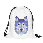 Colorful Wolf Head Digital Printed Drawstring Pocket European And American Style Drawstring Double-shoulder Backpack