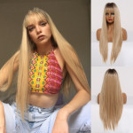 High Temperature Silk Rose Net Mechanism Head Cover Wig Straight Hair