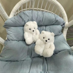 Teddy Bear Plush Slippers Home Warm Comfortable Thin Bottom Plush Cotton Shoes